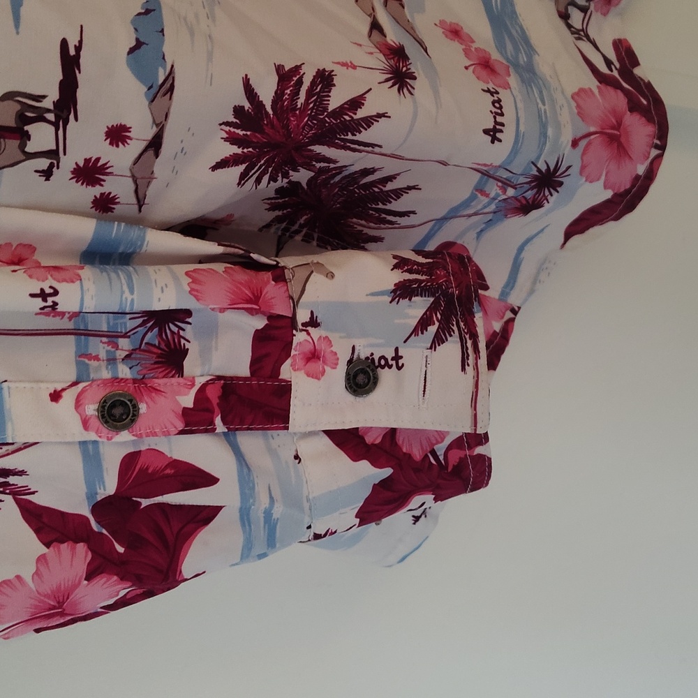 Ariat Ladies VentTEK Long Sleeve Button Up Shirt White Hawaiian Cowgirl Size XL - Picture 9 of 16